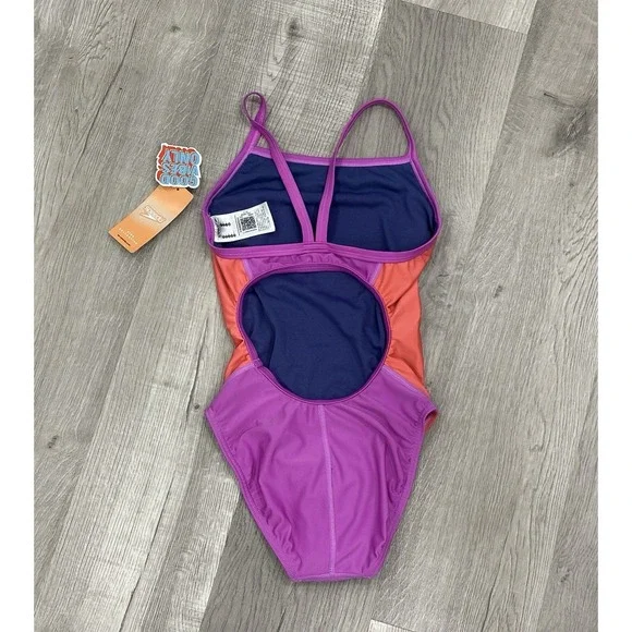 Speedo Vibe Collection Girls One Piece Swimsuit Size 32 (L) Good Vibes Only NWT - Picture 4 of 11